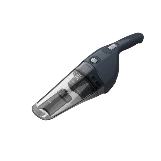 BLACK+DECKER handheld vacuum cleaner NVB215WA, shown in a product image with a transparent dust container and ergonomic handle.
